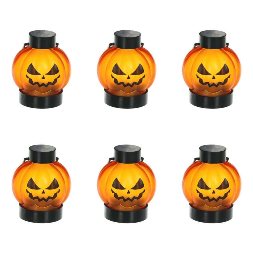 НАБОР 6x Светодиодное украшение HALLOWEEN LED/1xCR2032/теплый белый тыквы