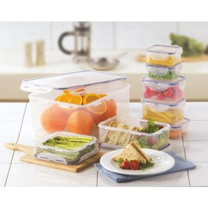НАБОР из 7 контейнеров для продуктов LOCK синий/прозрачный