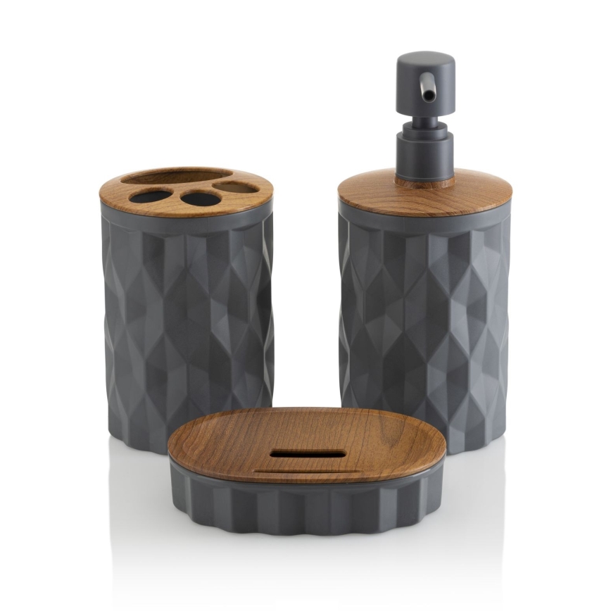 Набор для ванной комнаты REINA 5 шт. антрацит/коричневый