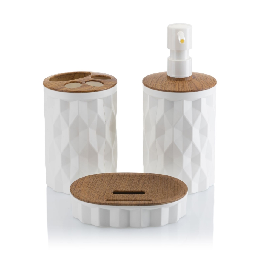 Набор для ванной комнаты REINA 5 шт. белый/коричневый