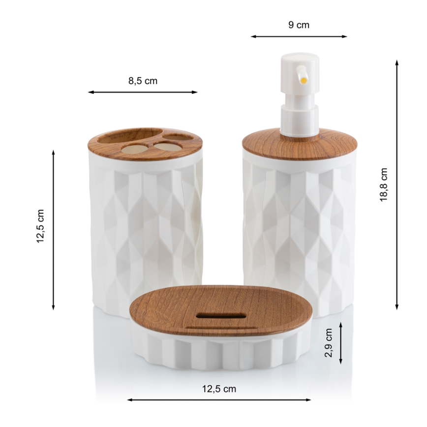 Набор для ванной комнаты REINA 5 шт. белый/коричневый