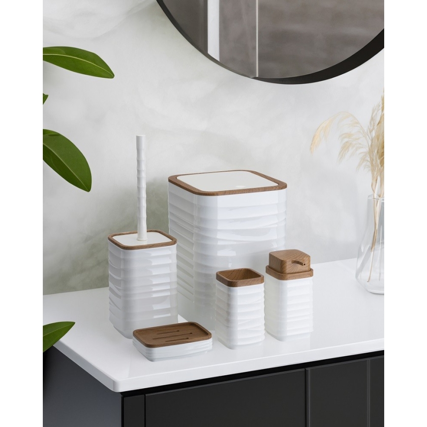 Набор для ванной комнаты WAVE 5 шт. белый/коричневый