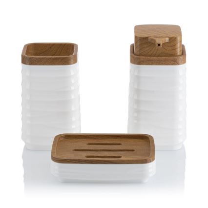 Набор для ванной комнаты WAVE 5 шт. белый/коричневый