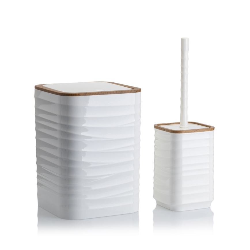 Набор для ванной комнаты WAVE 5 шт. белый/коричневый