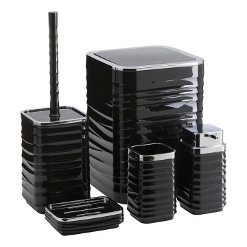 Набор для ванной комнаты WAVE 5 шт. черный/блестящий хром