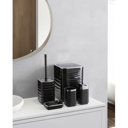 Набор для ванной комнаты WAVE 5 шт. черный/блестящий хром