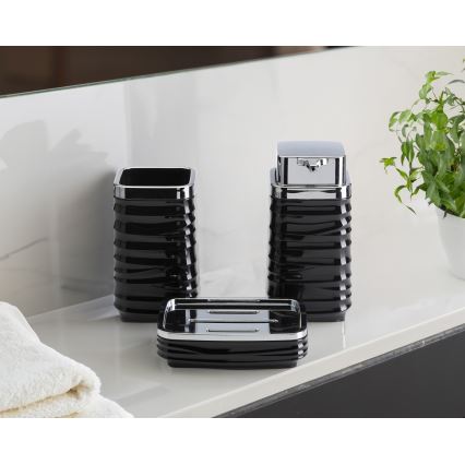 Набор для ванной комнаты WAVE 5 шт. черный/блестящий хром