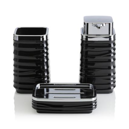 Набор для ванной комнаты WAVE 5 шт. черный/блестящий хром