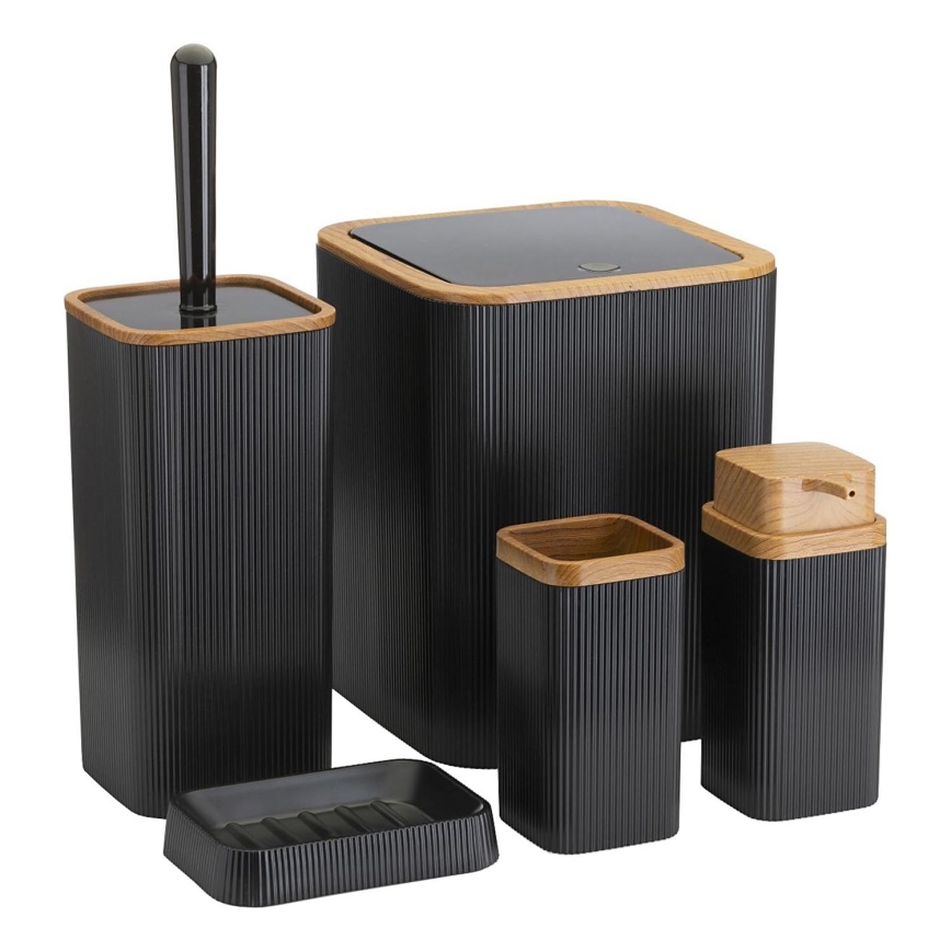 Набор для ванной комнаты ZOYA 5 шт. черный/коричневый