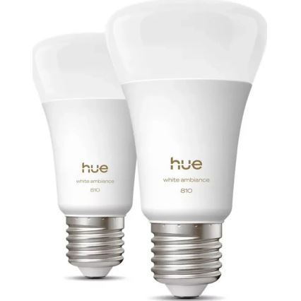 Набор из 2 диммируемых светодиодных ламп Philips Hue WHITE, цоколь E27, 7W, 230V, 2700K