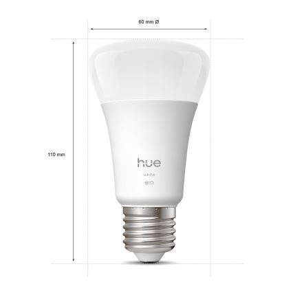 Набор из 2 диммируемых светодиодных ламп Philips Hue WHITE, цоколь E27, 7W, 230V, 2700K