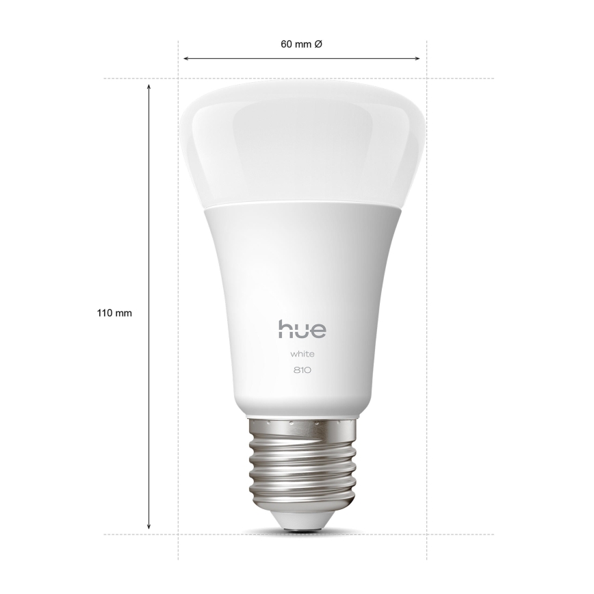 Набор из 2 диммируемых светодиодных ламп Philips Hue WHITE, цоколь E27, 7W, 230V, 2700K