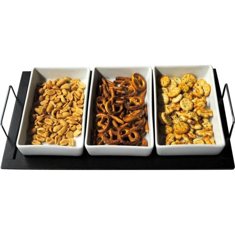 Набор из 3 мисок с подносом TORO — керамика/дерево