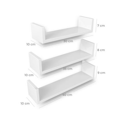 Набор из 3 настенных полок SHELFY, белый