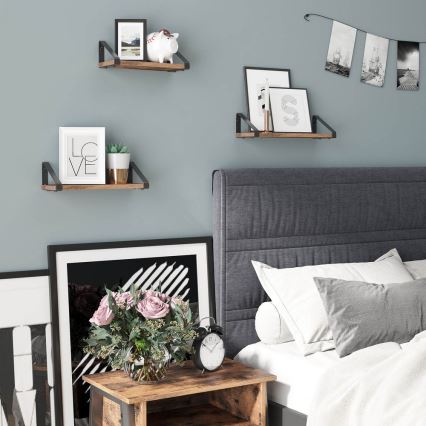 Набор из 3 настенных полок SHELFY, коричневый/чёрный