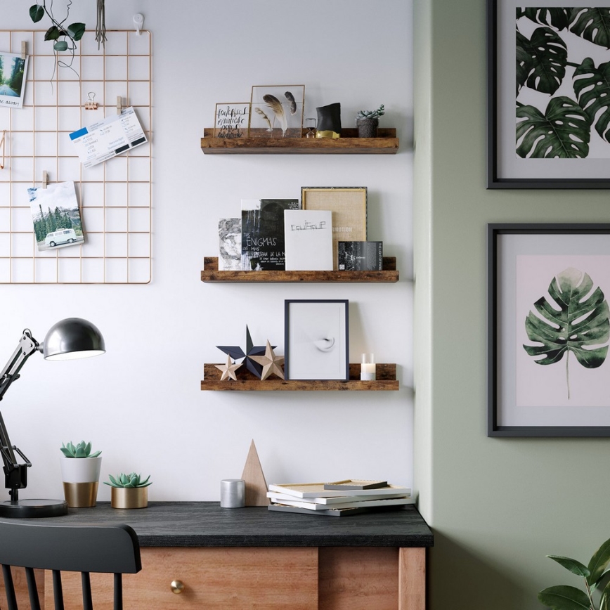 Набор из 3 настенных полок SHELFY, коричневого цвета