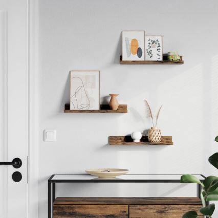 Набор из 3 настенных полок SHELFY, коричневого цвета