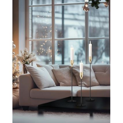 Набор из 3 подсвечников, чёрный/золотой