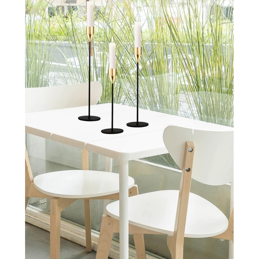 Набор из 3 подсвечников, чёрный/золотой