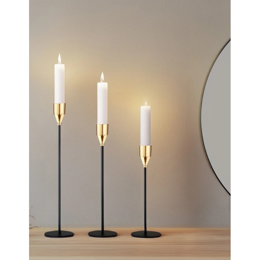 Набор из 3 подсвечников, чёрный/золотой