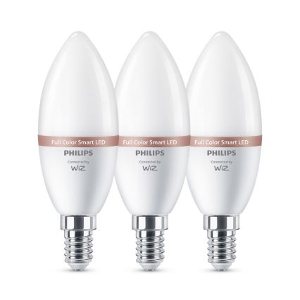 Набор 3x LED RGB диммируемых ламп Philips SMART C37 E14/4,9W/230V 2200-6500K CRI 90
