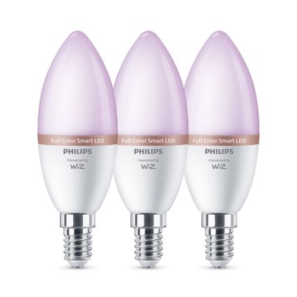 Набор 3x LED RGB диммируемых ламп Philips SMART C37 E14/4,9W/230V 2200-6500K CRI 90