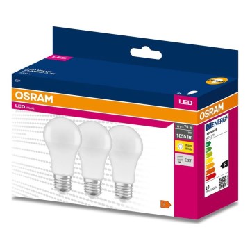 Набор из 3 светодиодных ламп A60, цоколь E27, 10 Вт, 230 В, 3000 К — Osram