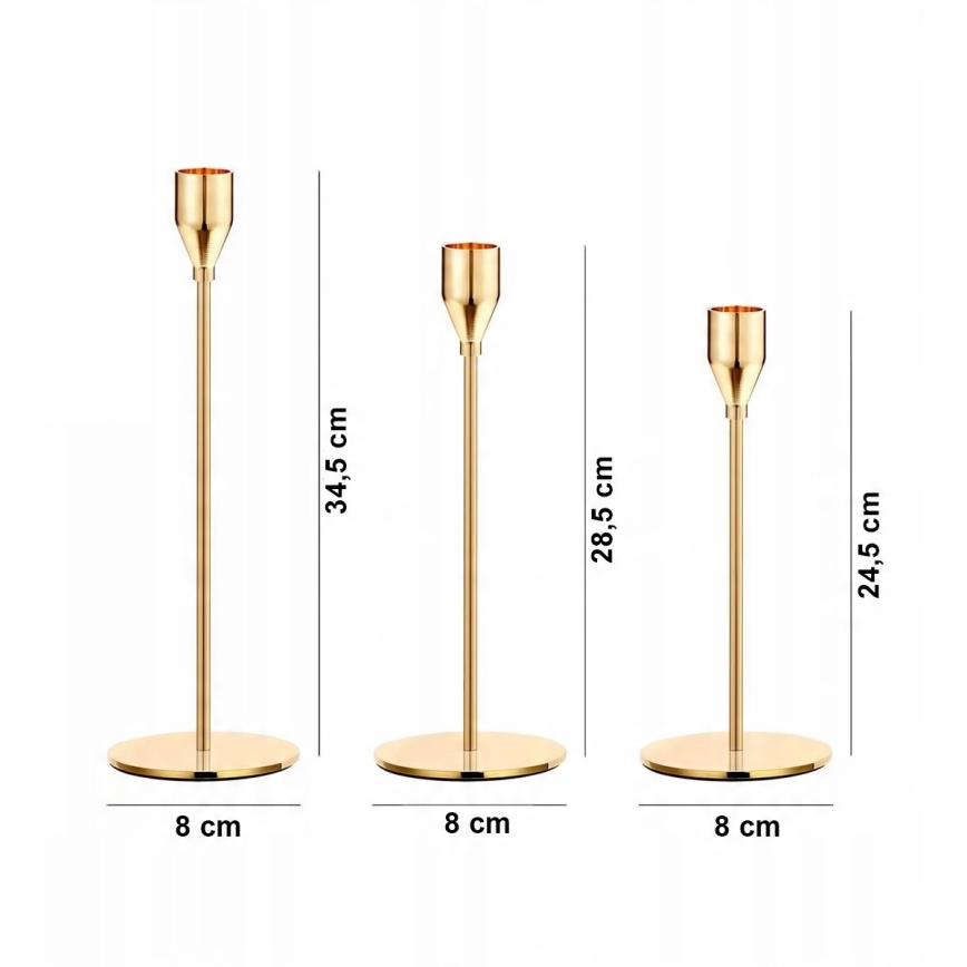 Набор из 3 золотых подсвечников