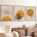 Набор из 3 картин в фоторамке 50x70 cm, бежевый/оранжевый