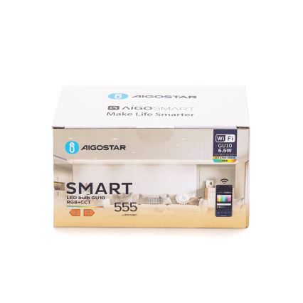 НАБОР 6 шт. светодиодных RGBW ламп GU10, диммируемых, 6,5W/230V 2700-6500K Wi-Fi - Aigostar