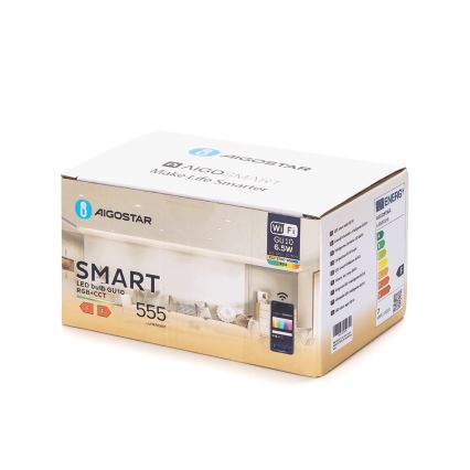 НАБОР 6 шт. светодиодных RGBW ламп GU10, диммируемых, 6,5W/230V 2700-6500K Wi-Fi - Aigostar