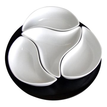 Набор мисок с подносом TORO, 4 шт., керамика/дерево