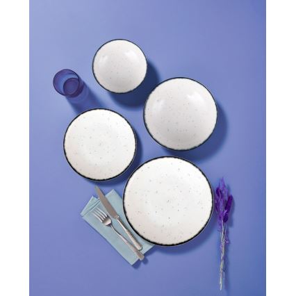 Набор столовой посуды, 24 предмета, белый/чёрный, фарфор