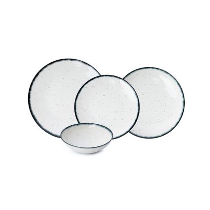 Набор столовой посуды, 24 предмета, белый/чёрный, фарфор