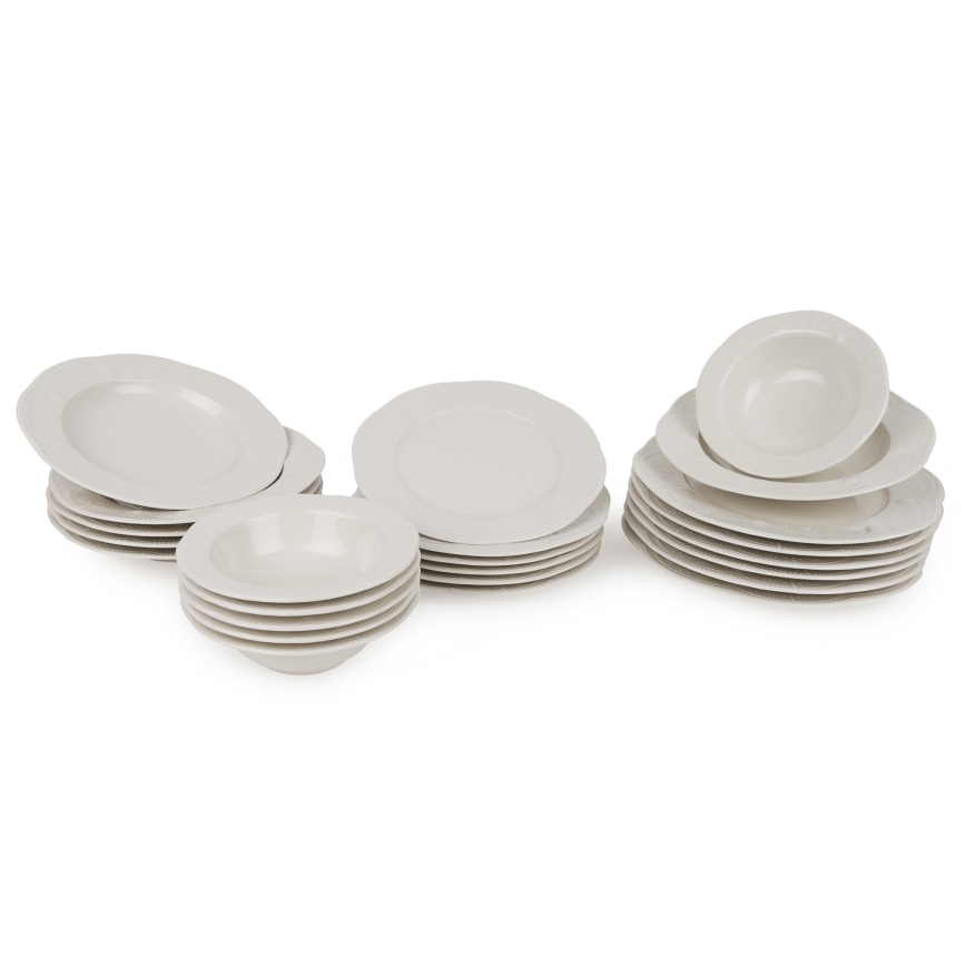 Набор столовой посуды, 24 предмета, белый, фарфор