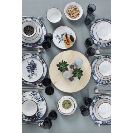 Набор столовой посуды, 24 предмета, белый/синий, керамика