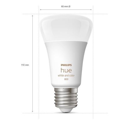 НАБОР - Светодиодная RGBW-лента с регулированием яркости Philips Hue WHITE AND COLOR AMBIANCE 2 м LED/20W/230V + 4x Лампочка с регулированием яркости Philips A60 E27/6,5W/230V 2000-6500K