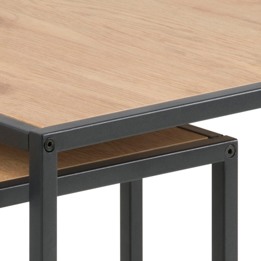 Набор журнальных столиков SARON, 2 шт., дуб/чёрный