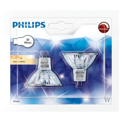 Набор 2x промышленные галогеновые лампочки GU5,3/20W/12V - Philips