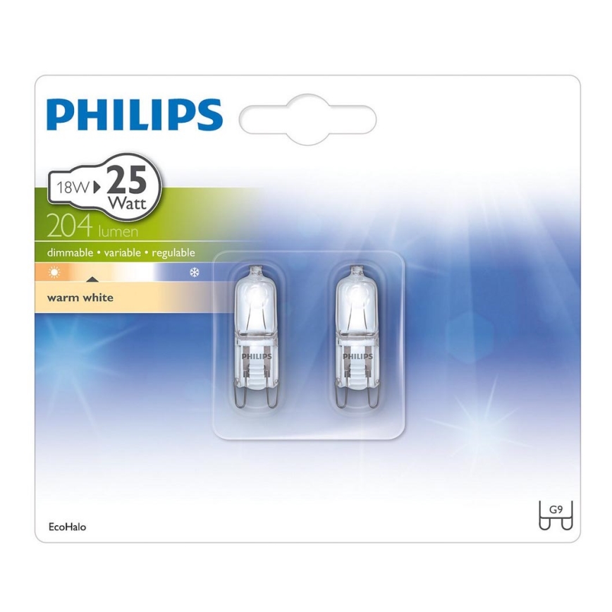 Набор 2x промышленные лампы Philips ECOHALO G9/18W/230V 2800K