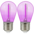 НАБОР 2x Светодиодная лампочка PARTY E27/0,3W/36V фиолетовый