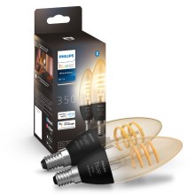 НАБОР 2x Светодиодная лампочка с регулированием яркости Philips Hue WHITE AMBIANCE E14/4,6W/230V