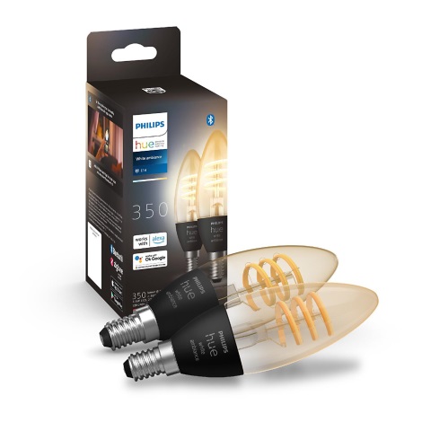 НАБОР 2x Светодиодная лампочка с регулированием яркости Philips Hue WHITE AMBIANCE E14/4,6W/230V