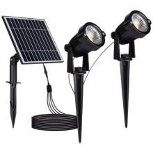 НАБОР 2x Светодиодная уличная лампа на солнечной батарее 2xLED/1,2W/3,7V IP65 3000K