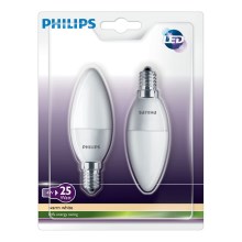 Набор 2x светодиодные лампочки-свечи Philips E14/4W/230V - CANDLE