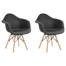 НАБОР 2x Обеденный стул NEREA 80x60,5 см серый/бук