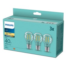 НАБОР 3x Светодиодная лампа VINTAGE Philips E27/4,3W/230V 2700K