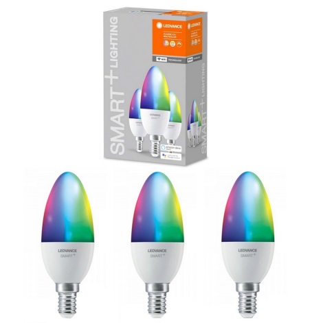 НАБОР 3x Светодиодная RGBW-лампочка с регулированием яркости SMART+ E14/5W/230V 2700K-6500K Wi-Fi - Ledvance
