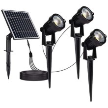 НАБОР 3x Светодиодная уличная лампа на солнечной батарее 3xLED/1,2W/3,7V IP65 3000K