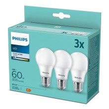 Набор 3x светодиодные лампочки Philips A60 E27/8W/230V 4000K